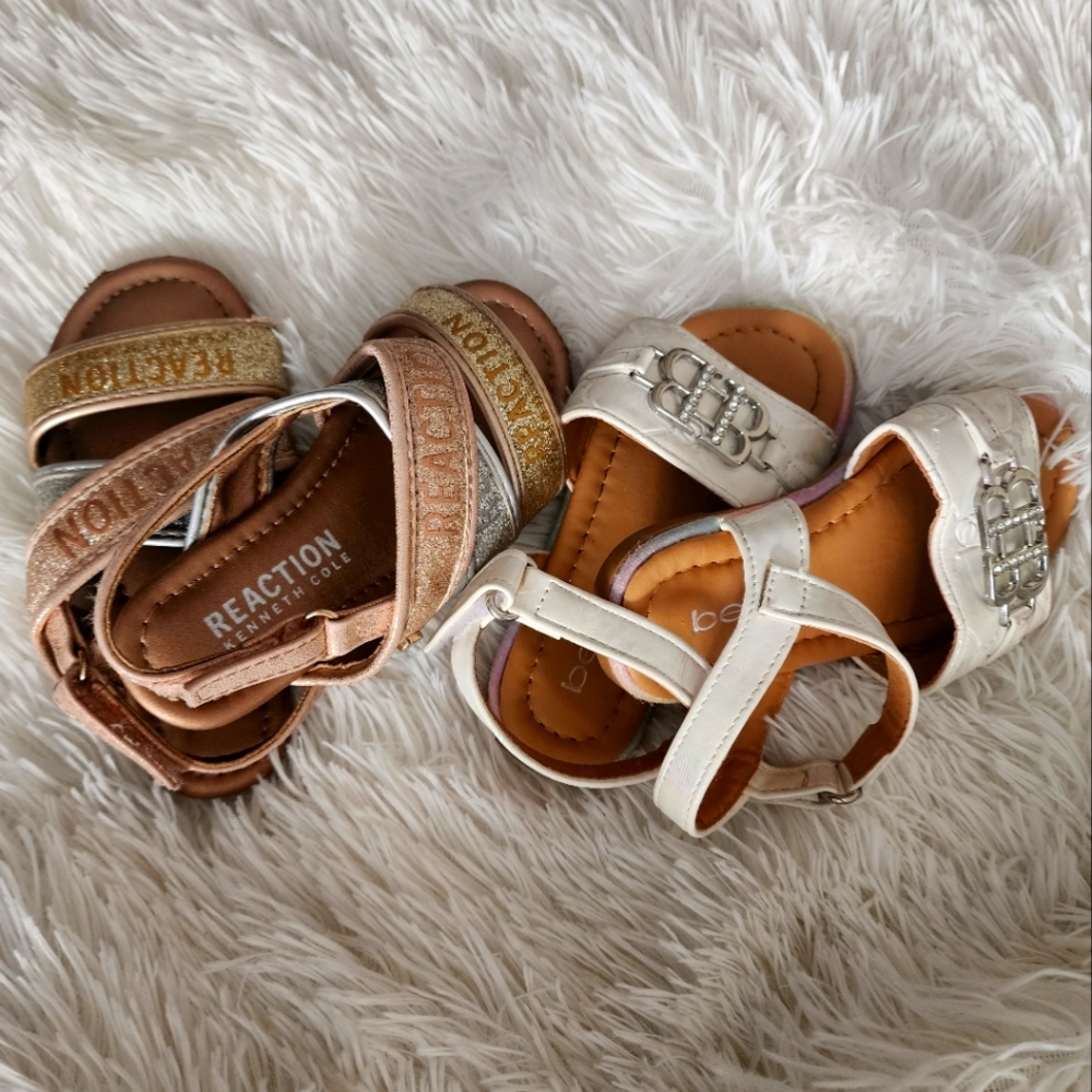 Kenneth Cole's Reaction gold silver bronze, Bebegirl white sliver